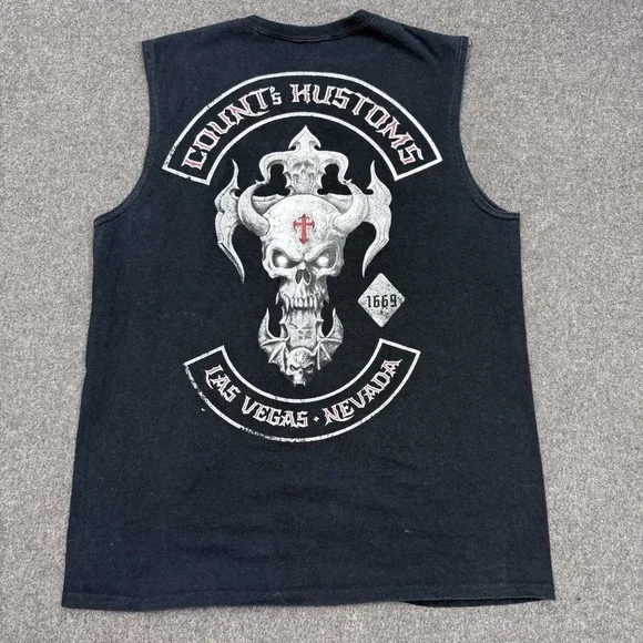 Counts Kustoms Las Vegas Skull Graphic Sleeveless T Shirt Mens XL - Picture 8 of 9